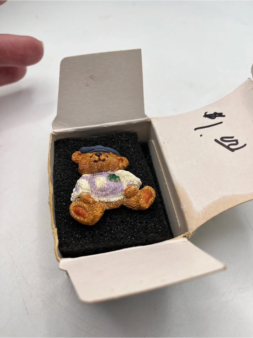 Cute Teddy Bear Accessory Pin in Brown and Green St Patricks